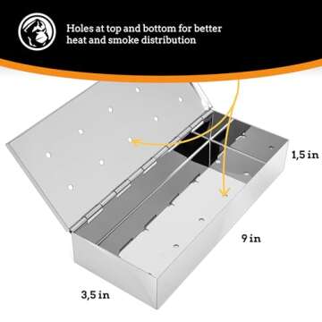 Mountain Grillers Smoker Box for Wood Chips Use a Gas or Charcoal BBQ Grill and Still Get That Delicious Smoky Barbecue Flavored Grilled Meat Hinged Lid for Easy Access polished finish stainless steel