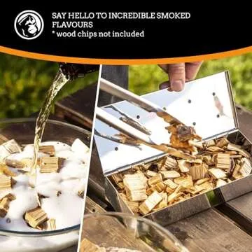 Mountain Grillers Smoker Box for Wood Chips Use a Gas or Charcoal BBQ Grill and Still Get That Delicious Smoky Barbecue Flavored Grilled Meat Hinged Lid for Easy Access polished finish stainless steel