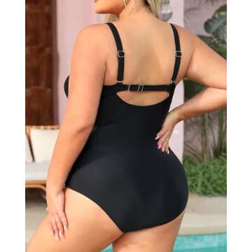 Daci Women Plus Size One Piece Swimsuits Tummy Control Black Vintage Ruched Bathing Suits Retro Swim...