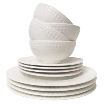 Elegant Tabletops Gallery Embossed 12 Piece Dinnerware Set