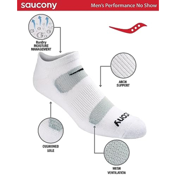 Saucony RunDry Comfort Fit Performance No-Show Socks