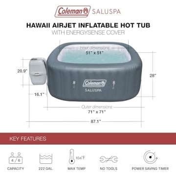 Bestway Coleman Hawaii Inflatable Hot Tub for 4-6 People