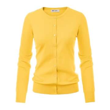 GRACE KARIN Women's Lightweight Yellow Cardigan Sweater