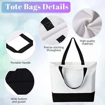 Wesiti 28 Piece Blank Canvas Tote and Makeup Bag Bulk Plain Cotton Tote with Handle Cosmetic Pouch with Zipper Reusable Grocery Bag for DIY Sublimation Embroidery Craft Wedding Christmas Gift