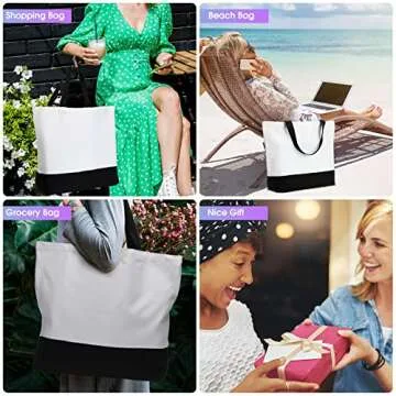 Wesiti 28 Piece Blank Canvas Tote and Makeup Bag Bulk Plain Cotton Tote with Handle Cosmetic Pouch with Zipper Reusable Grocery Bag for DIY Sublimation Embroidery Craft Wedding Christmas Gift