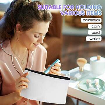 Wesiti 28 Piece Blank Canvas Tote and Makeup Bag Bulk Plain Cotton Tote with Handle Cosmetic Pouch with Zipper Reusable Grocery Bag for DIY Sublimation Embroidery Craft Wedding Christmas Gift