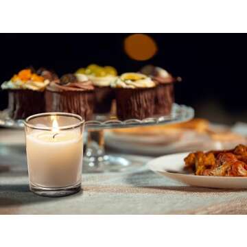 Housecret 24 Pack Warm White Unscented Clear Glass Filled Votive Candles. Hand Poured Wax Candle Ideal Gifts for Aromatherapy Spa Weddings Birthdays Holidays Party