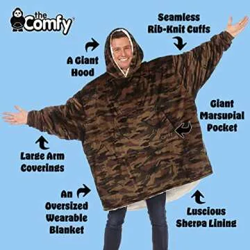 THE COMFY Original | Oversized Microfiber & Sherpa Wearable Blanket, Seen On Shark Tank, One Size Fits All
