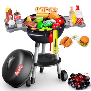47 PCS Kids Kitchen Toys Set, Kids Toy Grill Playset, Interactive Toy BBQ Grill Set with Sound&Light...