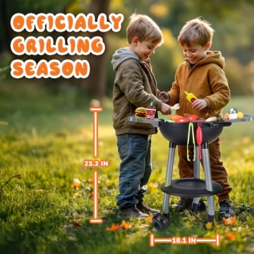 47 PCS Kids Kitchen Toys Set, Kids Toy Grill Playset, Interactive Toy BBQ Grill Set with Sound&Light, Pretend Play Outdoor Barbecue Cooking Toys, Christmas Birthday Gift for Kids Boys Girls Ages 3+
