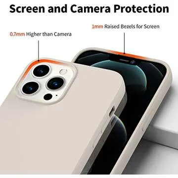 Amytor Designed for iPhone 13 Pro Max Case, Silicone Ultra Slim Shockproof Phone Case with Soft Anti-Scratch Microfiber Lining, [Enhanced Camera Protection] 6.7 inch (Stone)