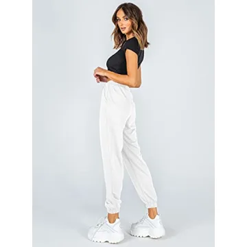 Ezymall Womens Comfy High Waisted Sweatpants with Pockets