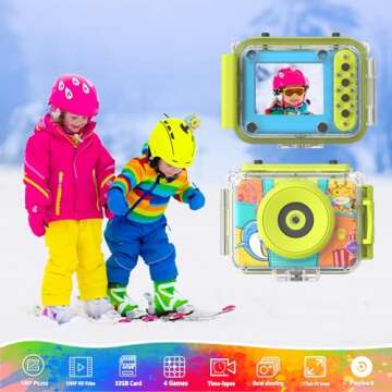 CHAKEYAKE Kids Digital Camera Waterproof - 1080P Underwater Selfie Camera for Children