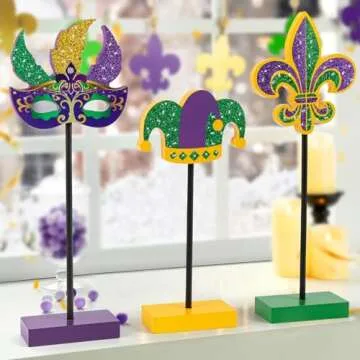 3 Piece Mardi Gras Tiered Tray Decor Set - Elevate Your Celebrations!