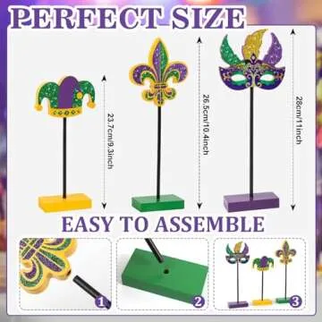 Mardi Gras Tiered Tray Decor Set - Vibrant 3 Piece Wood Collection