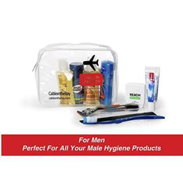 Cableinthebay TSA Approved Clear Travel Toiletry Bag-Quart Sized with Zipper-Airport Airline Compliant Bag/Bottles-Men's/Women's 3-1-1 Kit+Travel (1 PACK)