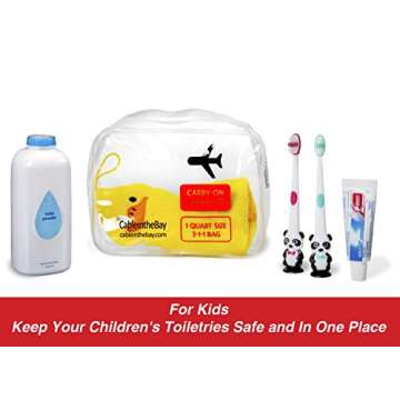 Cableinthebay TSA Approved Clear Travel Toiletry Bag-Quart Sized with Zipper-Airport Airline Compliant Bag/Bottles-Men's/Women's 3-1-1 Kit+Travel (1 PACK)