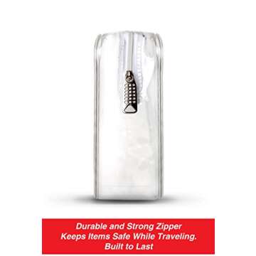 Cableinthebay TSA Approved Clear Travel Toiletry Bag-Quart Sized with Zipper-Airport Airline Compliant Bag/Bottles-Men's/Women's 3-1-1 Kit+Travel (1 PACK)
