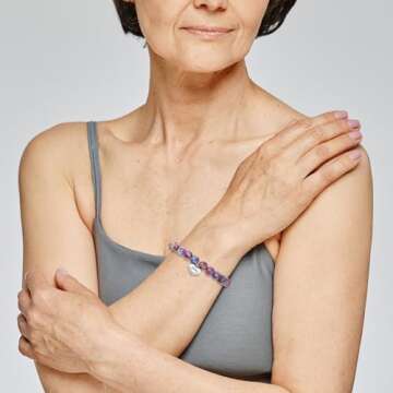 SmileBelle Mothers Day Gifts for Nana, Nana Bracelets Purple Natural Stone Bracelets for Grandma as ...