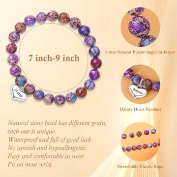 Beautiful Purple Jasper Nana Bracelet for Grandmas