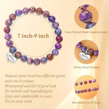 Beautiful Purple Jasper Nana Bracelet for Grandmas