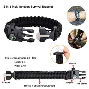 XUANLAN Emergency Survival Kit 13 in 1, Outdoor Survival Gear Tool with Survival Bracelet, Fire Star...