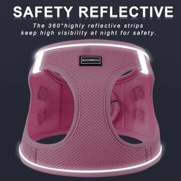 BOOMIBOO Dog Harness with Leash Set, No Pull Adjustable Reflective Step-in Puppy Pet Vest Harnesses for Small Medium Large Dogs and Cats,Blue XS