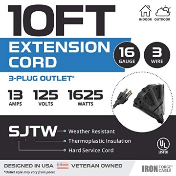 Iron Forge 10ft Outdoor Extension Cord with 3 Outlets