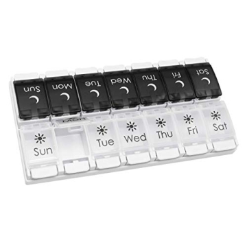 EZY DOSE Push Button Pill Case - 7-Day AM/PM Organizer, Arthritis Friendly