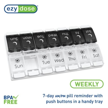 EZY DOSE 7-Day Push Button Pill Organizer AM PM