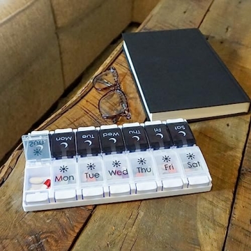 EZY DOSE 7-Day Push Button Pill Organizer AM PM