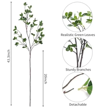 Realistic 43.3 Inch Faux Greenery Stems for Home
