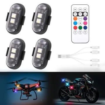 4PCS Wireless LED Strobe Lights with Remote, 8 Colors for Car & More