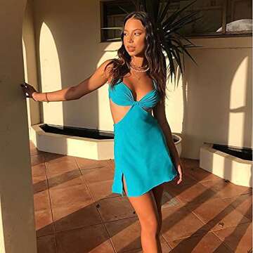 SOLILOQUY Sexy Cut Out Bodycon Dress for Club & Beach