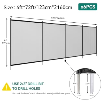 YITAHOME 4 x 72Ft Mesh Pool Safety Fence for Families