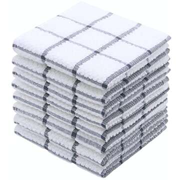 PPAXL Cotton Grid Dish Cloths: Soft, Quick Drying & Durable 8pc Set