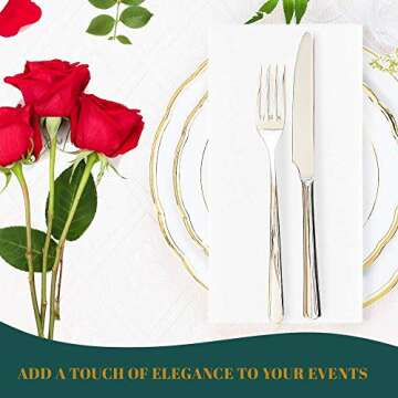 MontoPack Disposable White Linen-Feel Guest Towels | Soft, Absorbent, Cloth-Like Hand Napkins for Powder Room, Kitchen, Bathroom, Parties, & Weddings | 150 Pack, 8”x4” (Folded) 11.5”x16.5 (150 Pack)