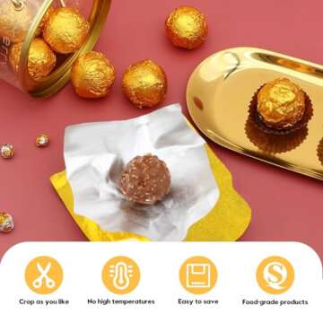 200 Gold Aluminum Foil Candy Wrappers - Perfect for Parties