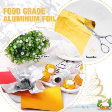 200 Gold Aluminum Foil Candy Wrappers - Perfect for Parties