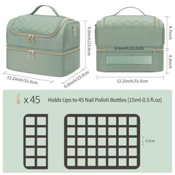 Nail Polish Organizer Case, Nail Supplies Storage Box Holds 45 Bottles Nail Polish & Nail Lamp, Travel Nail Tech Carrying Case, Nail Kit Bag For Nail Stuff & Manicure Tools