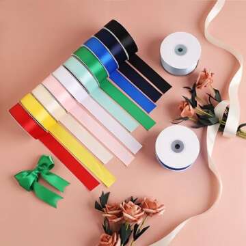 1 Inch x 25 Yards Single Face Solid Color Satin Ribbon Roll, Ribbons Great for Gift Wrapping, Crafts...