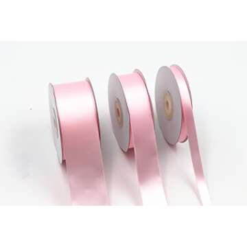 1 Inch x 25 Yards Single Face Solid Color Satin Ribbon Roll, Ribbons Great for Gift Wrapping, Crafts, Wedding Party Decoration, Hair Bows Making and Other Sewing Projects (1" X 25 Yards, Light Pink)