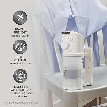 Conair Travel Steamer for Clothes - Mini Garment Steamer, Fabric Steamer in White by Travel Smart - ...