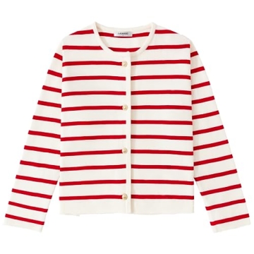 LATAHUO Women's Trendy Striped Cardigan Soft Knit Style