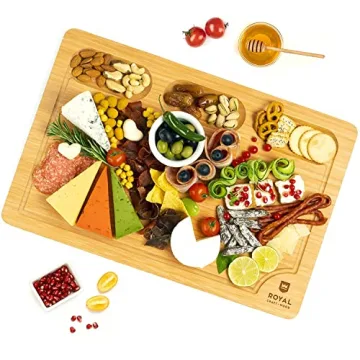 ROYAL CRAFT WOOD Extra Large Wooden Charcuterie Boards - Unique Bamboo Cheese Board - Housewarming G...