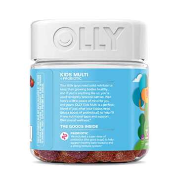 OLLY Kids Multivitamin + Probiotic Gummy, Vitamins A, C, D, E, B, Zinc, Probiotics, Chewable Supplement, Berry Flavor, 70 Count (3 Pack)
