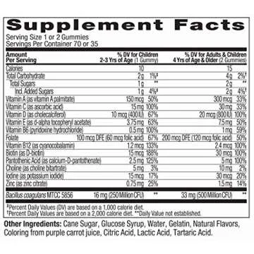 OLLY Kids Multivitamin + Probiotic Gummy, Vitamins A, C, D, E, B, Zinc, Probiotics, Chewable Supplement, Berry Flavor, 70 Count (3 Pack)