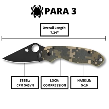 Spyderco Para 3 Camo Folding Utility Pocket Knife