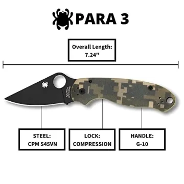 Spyderco Para 3 Camo Folding Utility Pocket Knife