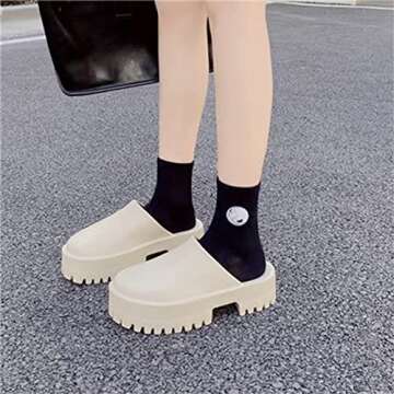 Women's Thick-soled Casual Slippers Baotou Slippers Home Non-Slip Waterproof Summer Lazy Slip-on Slippers Beach Thick Heel Sandals for Indoor & Outdoor